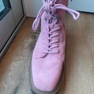 Sam Edelman Pink Leather Lace up Boot Women's Size 7